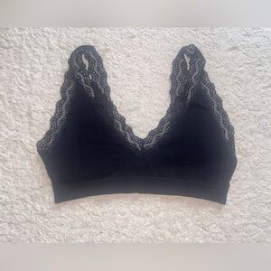 Lace Trim Black Bralette